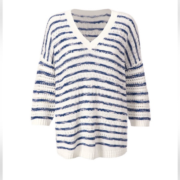 CAbi Sweaters - Cabi Peace Pullover, Size Medium, navy/White Stripe